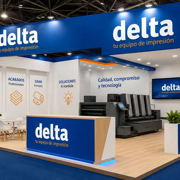 Stand de feria con la imagen de Delta