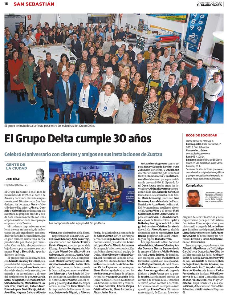 Brindando impresiones 2019, Grupo Delta Global Partner